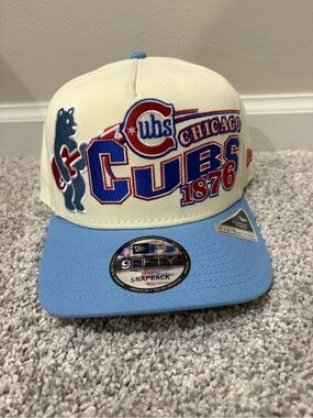 Chicago Cubs 1876 Embroidered Snapback Hat - Cream & Light Blue by new era